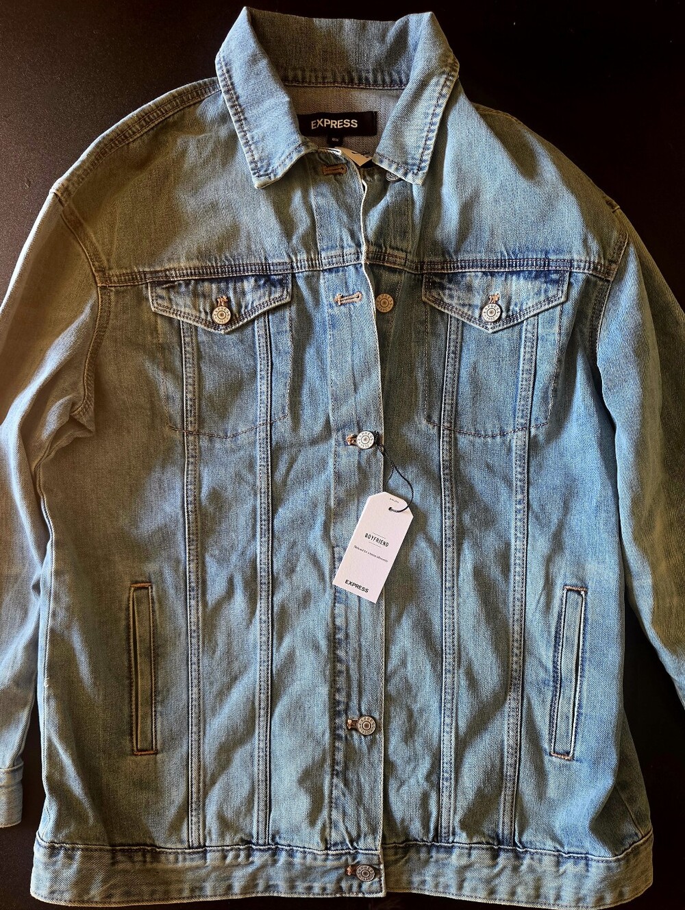NWT Express Boyfriend Denim Jacket Light Wash M/L